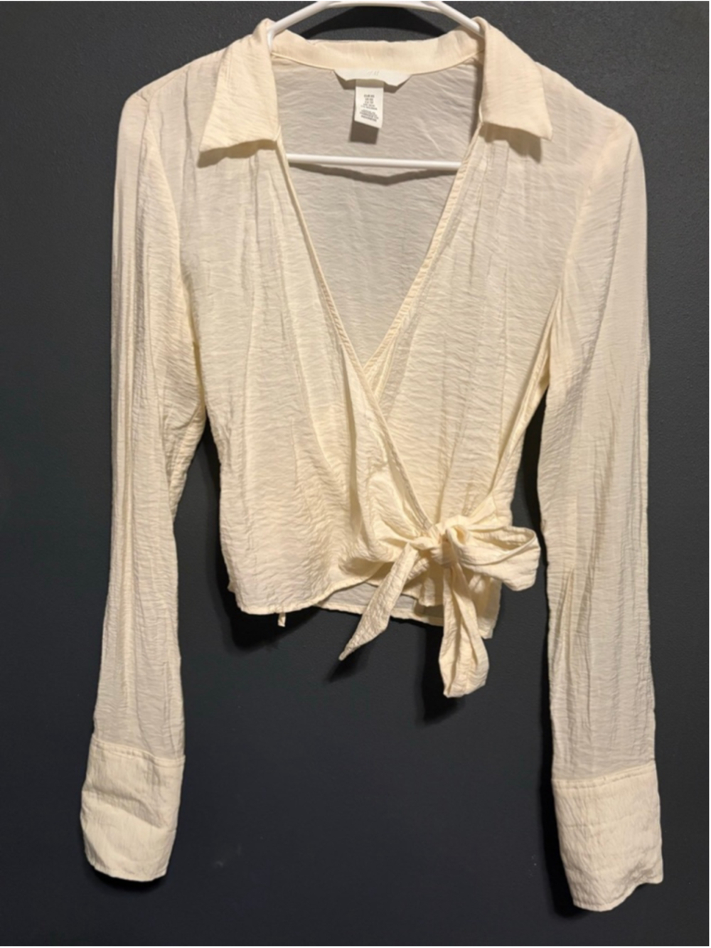 Women's H&M Cream Long Sleeve Wrap Blouse XS
